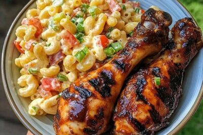 Grilled BBQ Chicken & Creamy Macaroni Salad