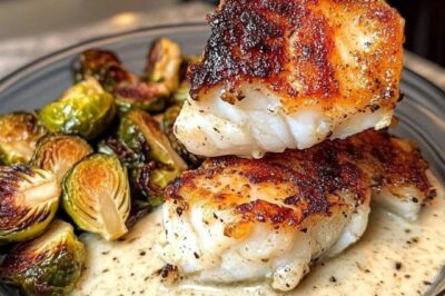 Lemon Garlic Butter Cod Bowls with Roasted Brussels Sprouts