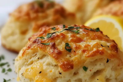 Crab Stuffed Cheddar Bay Biscuits with Lemon Butter