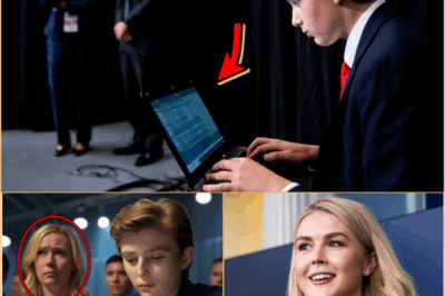 Secret REVEALED! Barron Trump’s Unexpected Tech Heroism!  When Karoline Leavitt’s crucial presentation was on the verge of collapse due to a sudden laptop failure, a quiet presence backstage stepped in and took control. The incredible story of how Barron Trump allegedly used advanced technical skills to save the moment is finally being told! Prepare to be amazed by this hidden act of heroism!